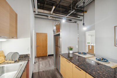 Kitchen with stainless steel appliances