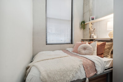 Bedroom with a large window