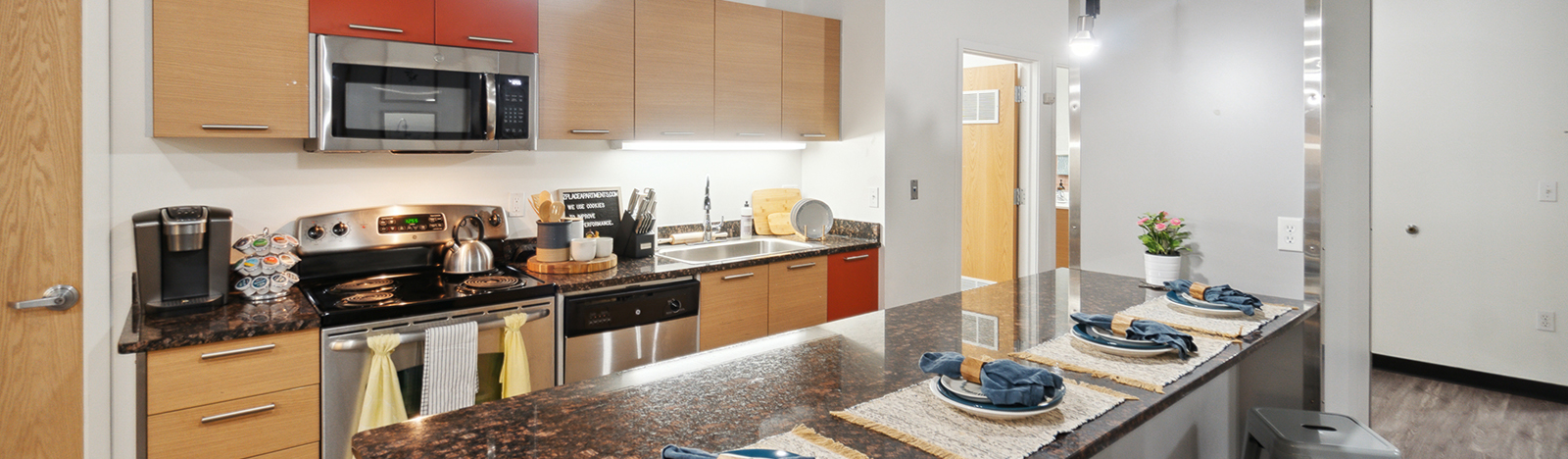 Furnished apartment kitchen